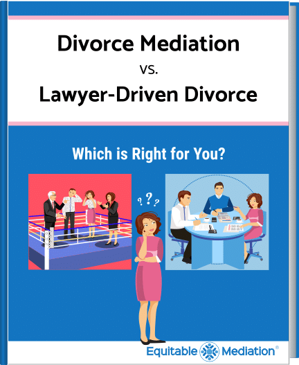 A side-by-side comparison of divorce mediation versus a lawyer-driven divorce, highlighting the benefits of working with Equitable Mediation. Joe and Cheryl Dillon help couples avoid costly legal battles and reach peaceful resolutions. Call (877) 732-6682 today to learn how Equitable Mediation can make your divorce less stressful and more affordable.