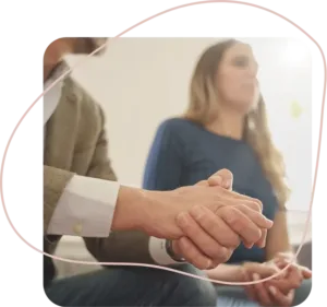 Illustration of a compassionate divorce coaching session showing a mediator guiding a separated couple through paperwork and next steps. Ready to find balance and clarity? Call Equitable Mediation at (877) 732-6682 to schedule your coaching session today.