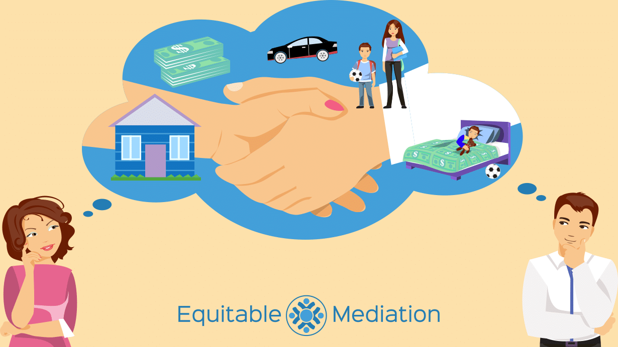 A couple reviewing a well-organized divorce agreement—symbolizing the thorough, thoughtful outcomes achieved through Equitable Mediation. Joe and Cheryl Dillon ensure every detail is addressed, helping you avoid future conflict and protect what matters most. Call (877) 732-6682 today to create a clear, comprehensive agreement with Equitable Mediation.