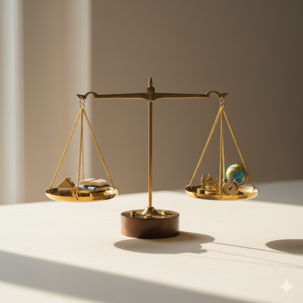 Balanced scale representing the factors that determine how long alimony lasts in California, created to support Equitable Mediation’s guidance. Call (877) 732-6682 for help negotiating fair support terms.