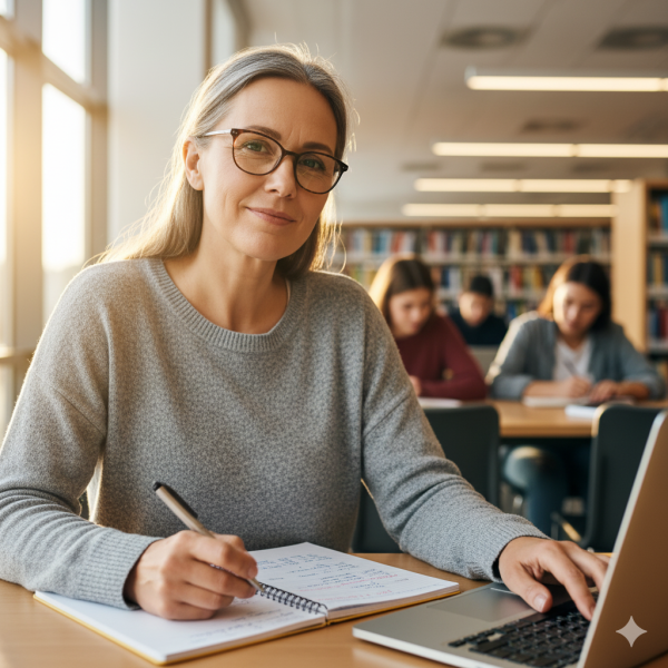 A woman studies at her laptop, symbolizing self-sufficiency and career growth—important factors in determining spousal support. Learn how Equitable Mediation can guide you toward a fair support agreement that reflects your unique financial and personal journey.