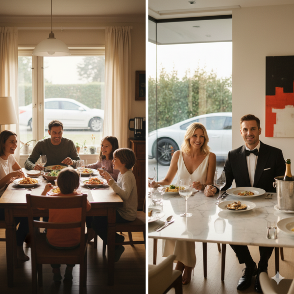This image shows the contrast between two California lifestyles, symbolizing how standard of living affects determining spousal support. If you’re unsure how your lifestyle or income might impact spousal support, contact Equitable Mediation today to understand your options and protect your financial future.