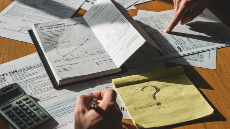 Person examining divorce financial documents to avoid costly mistakes with homeownership, retirement accounts, taxes, and long-term planning. Call (877) 732-6682 for guidance from Equitable Mediation.