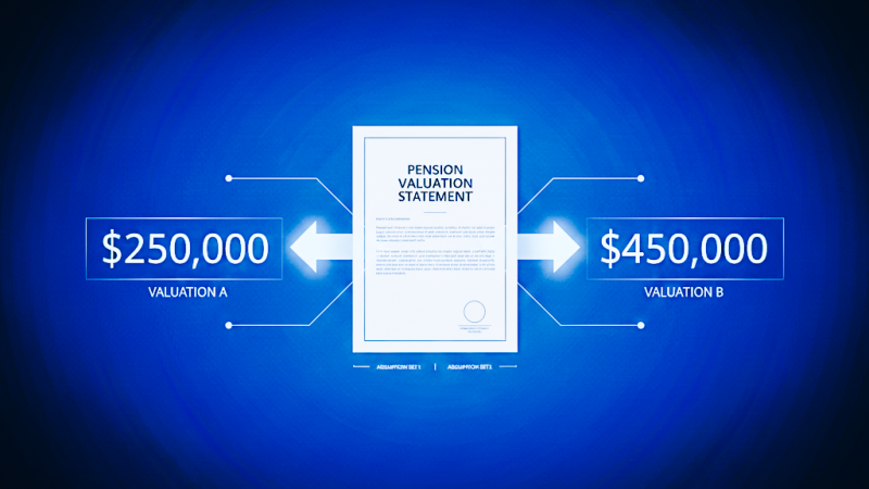Evaluating pension present value in divorce using actuarial assumptions, discount rates, and financial modeling to support fair negotiations through Equitable Mediation. Schedule a consultation at (877) 732-6682.