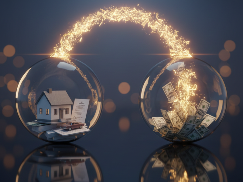 Strategic mediation framework evaluating the shared financial pool, income differences, and multiple settlement scenarios to balance property division and maintenance in Washington divorce. Schedule a consultation with Equitable Mediation at (877) 732-6682.